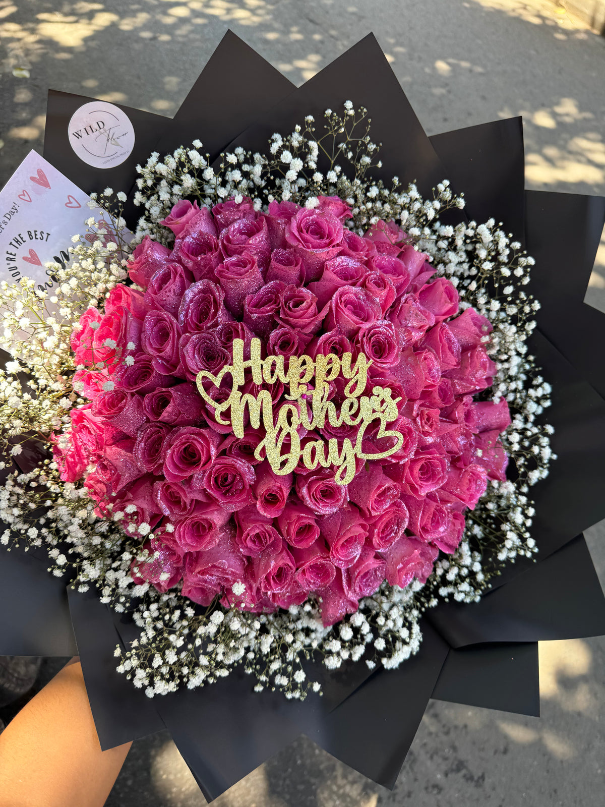 Starry Pink glitter roses