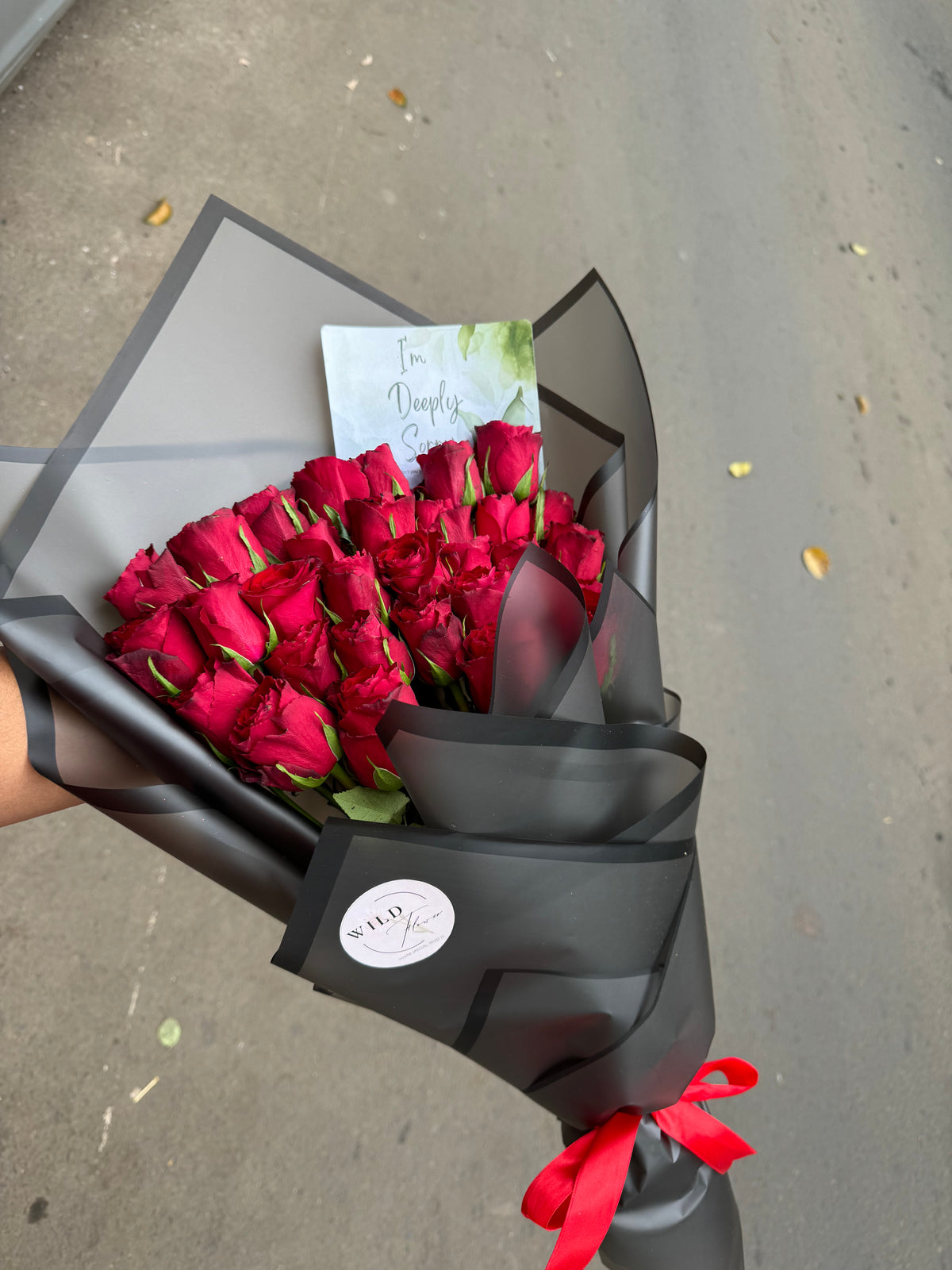 Flat Red  Roses Bouquet.