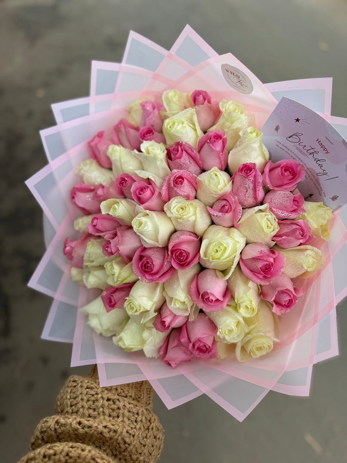 Lavish Pink and White Roses.