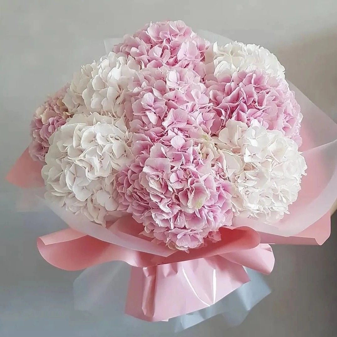 Pink and White Hydrangeas Bouquet.